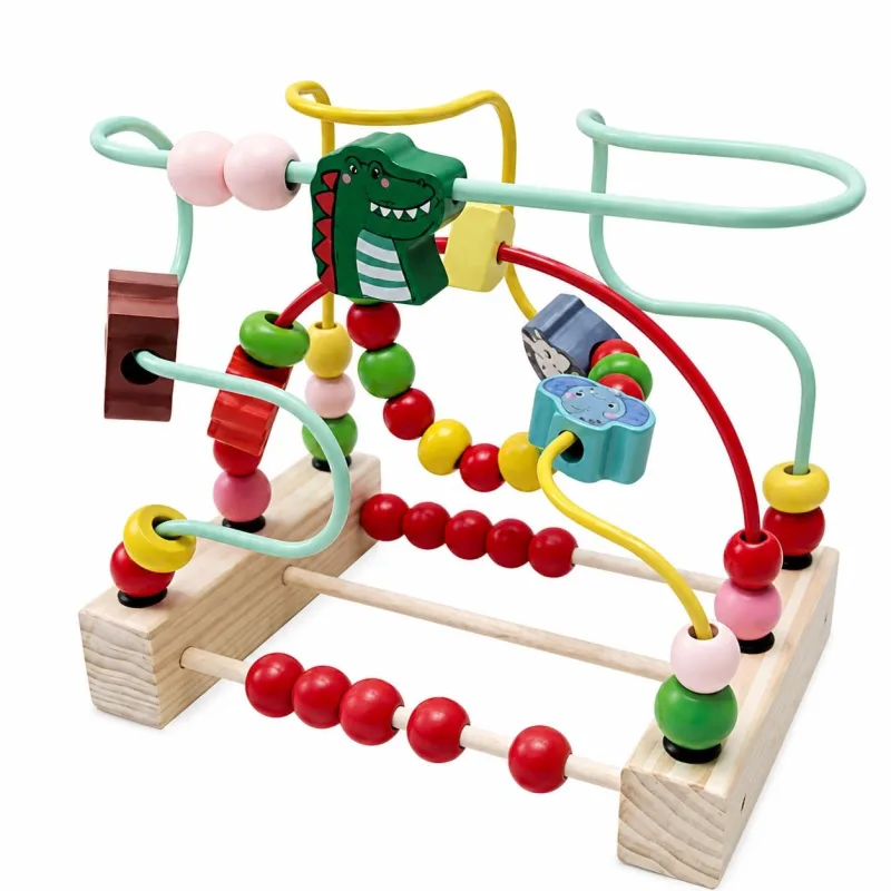 Brinquedo Infantil Pedagógico Aramado Circular Montanha Russa Colorido Madeira Educativo Coordenação Motora Aprenda Cores Formas Movimentos Habilidades Montessori