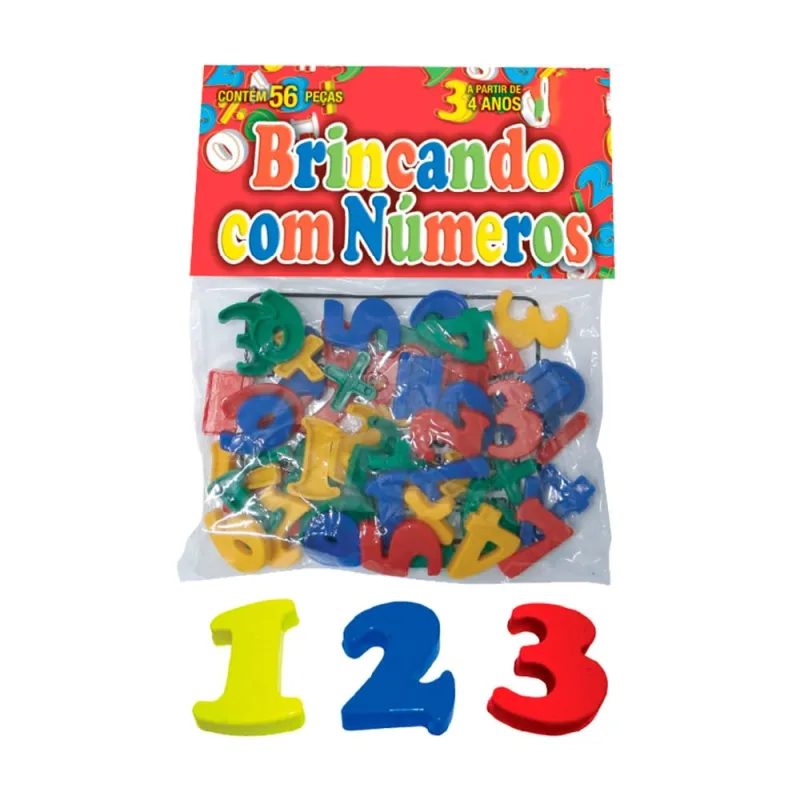 Brinquedo Pedagógico Brincando com Números 56 Peças Pais E Filhos