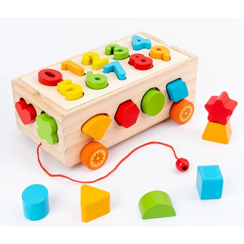 Brinquedo de Madeira de Classificação de Formas Numéricas, Brinquedo de Aprendizagem Matemática