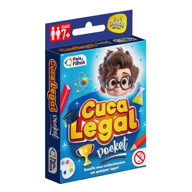 Pais & Filhos | Jogo Cuca Legal Pocket | 220 Perguntas Educativas | Jogo de Cartas Infantil Portátil | +7 Anos | Jogo de Raciocínio e Conhecimento para Família e Viagem