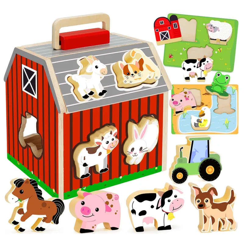 Brinquedo Educativo Montessori Fazenda Blocos de Montar