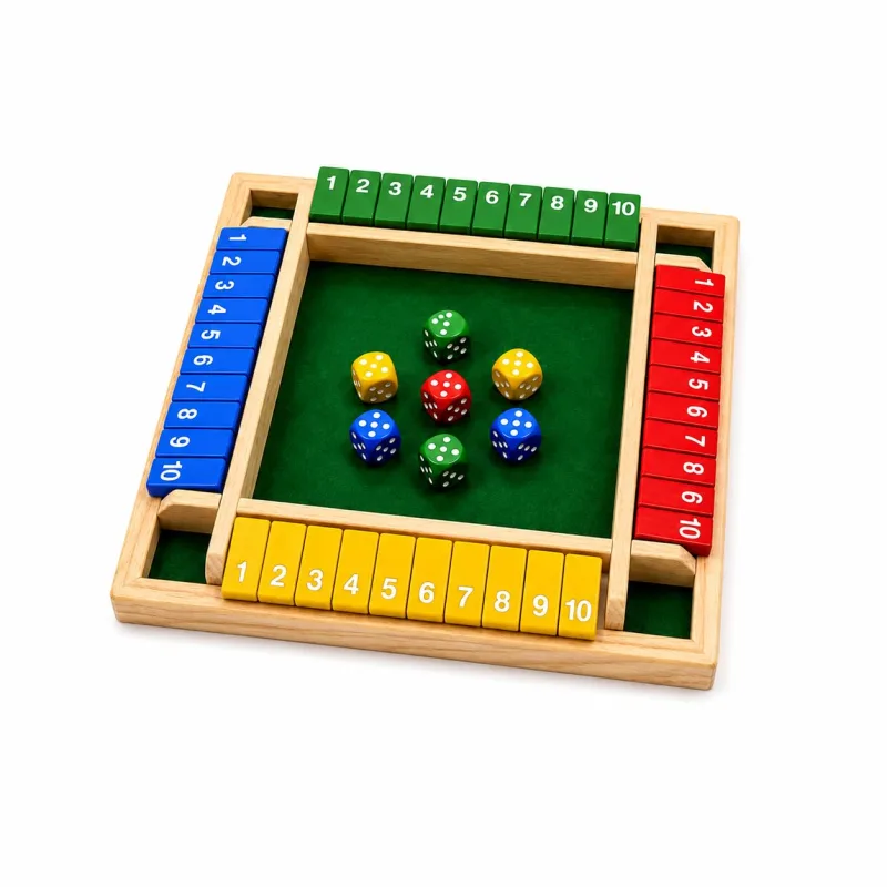Fecha a Caixa Shut The Box de madeira para 4 jogadores