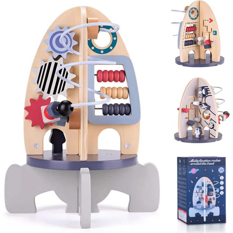 Montessori Brinquedo Sensorial Contas De Madeira STEM Educativo Infantil