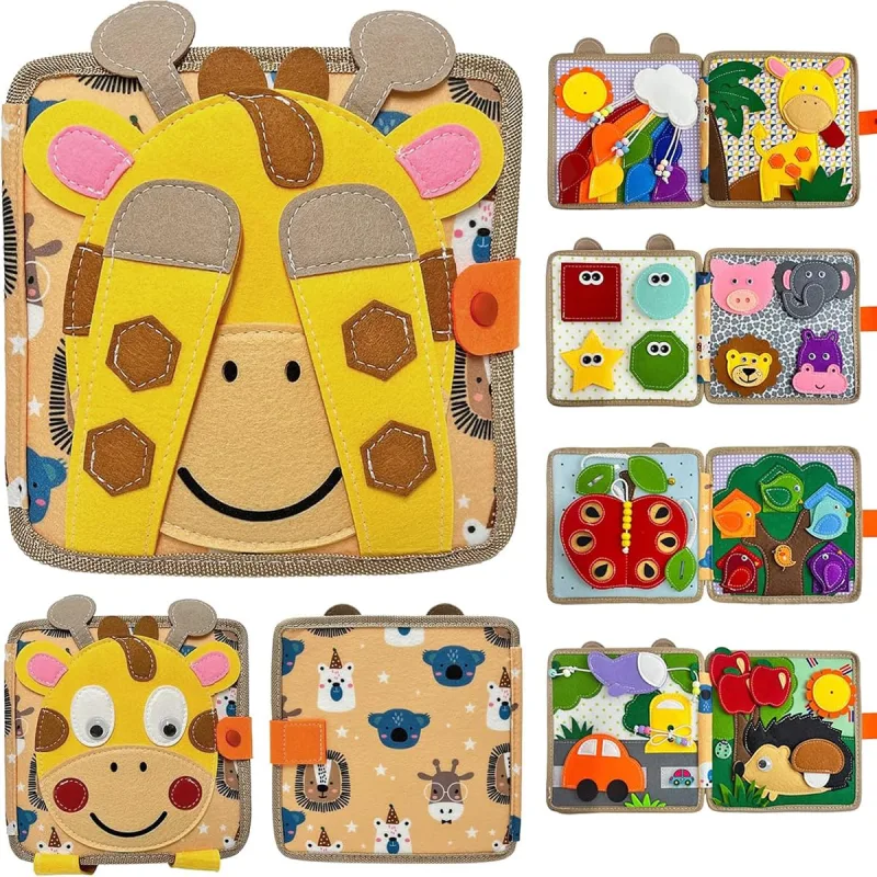 Brastoy Placa de Montessori Sensorial para Crianças Maleta Educativa Brinquedos (Veado Animais)