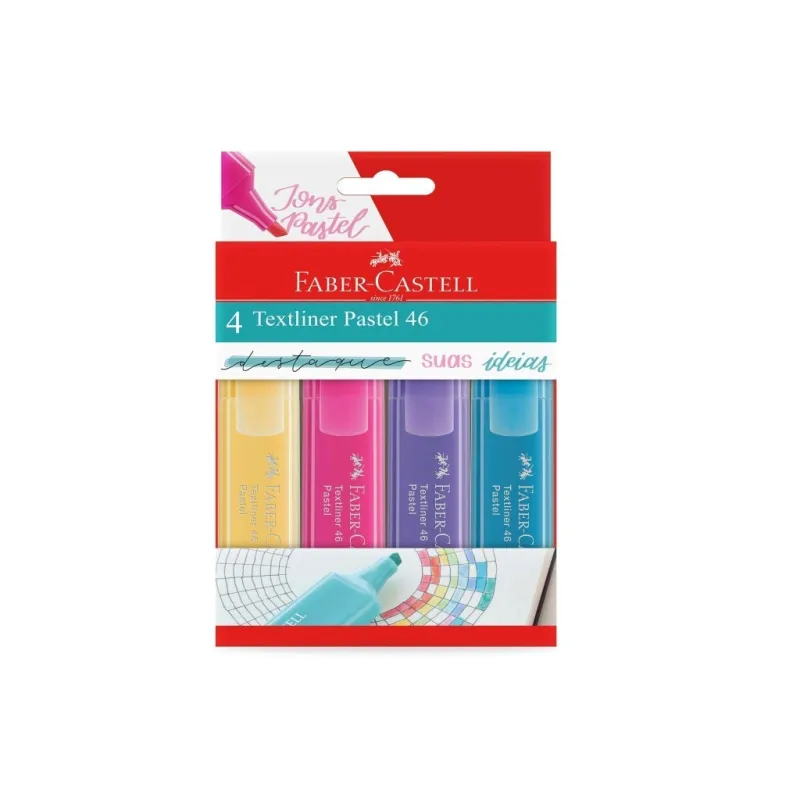 Marca Texto Pastel, Faber-Castel, MT/15464, Textliner Pastel 46, 4 Unidades