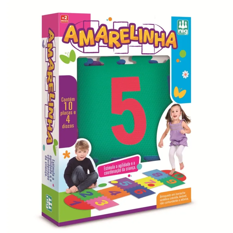 Tapete em Eva, Montapete Amarelinha 14 peças, Nig Brinquedos, multicolor