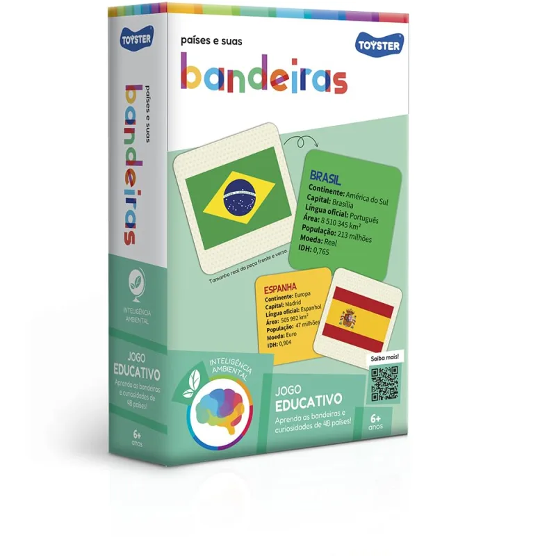 Toyster – Jogo Educativo: Países e suas Bandeiras, 6+ Anos