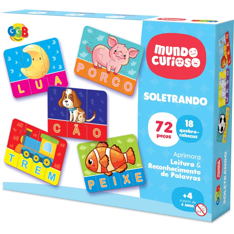 GGB Brinquedo Educativo Encaixando e Aprendendo Soletrando 72 Peças