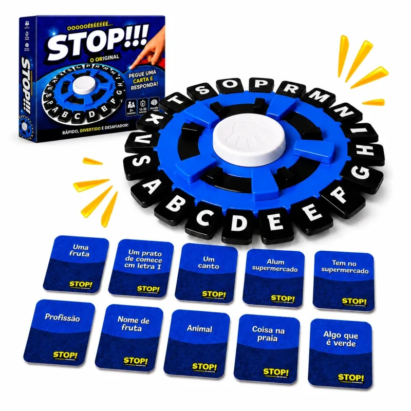 Jogo Stop Eletrônico Educativo, Tabuleiro com Timer de 10 Segundos, para até 8 Jogadores, +6 Anos